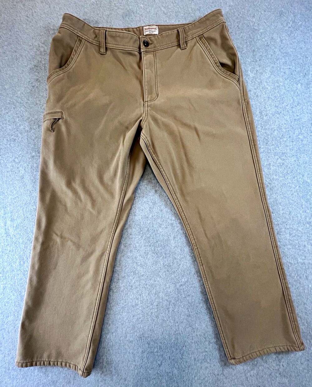 Weatherproof Vintage Men's Beige Lined Stretch Canvas Pants Straight Leg 40x30